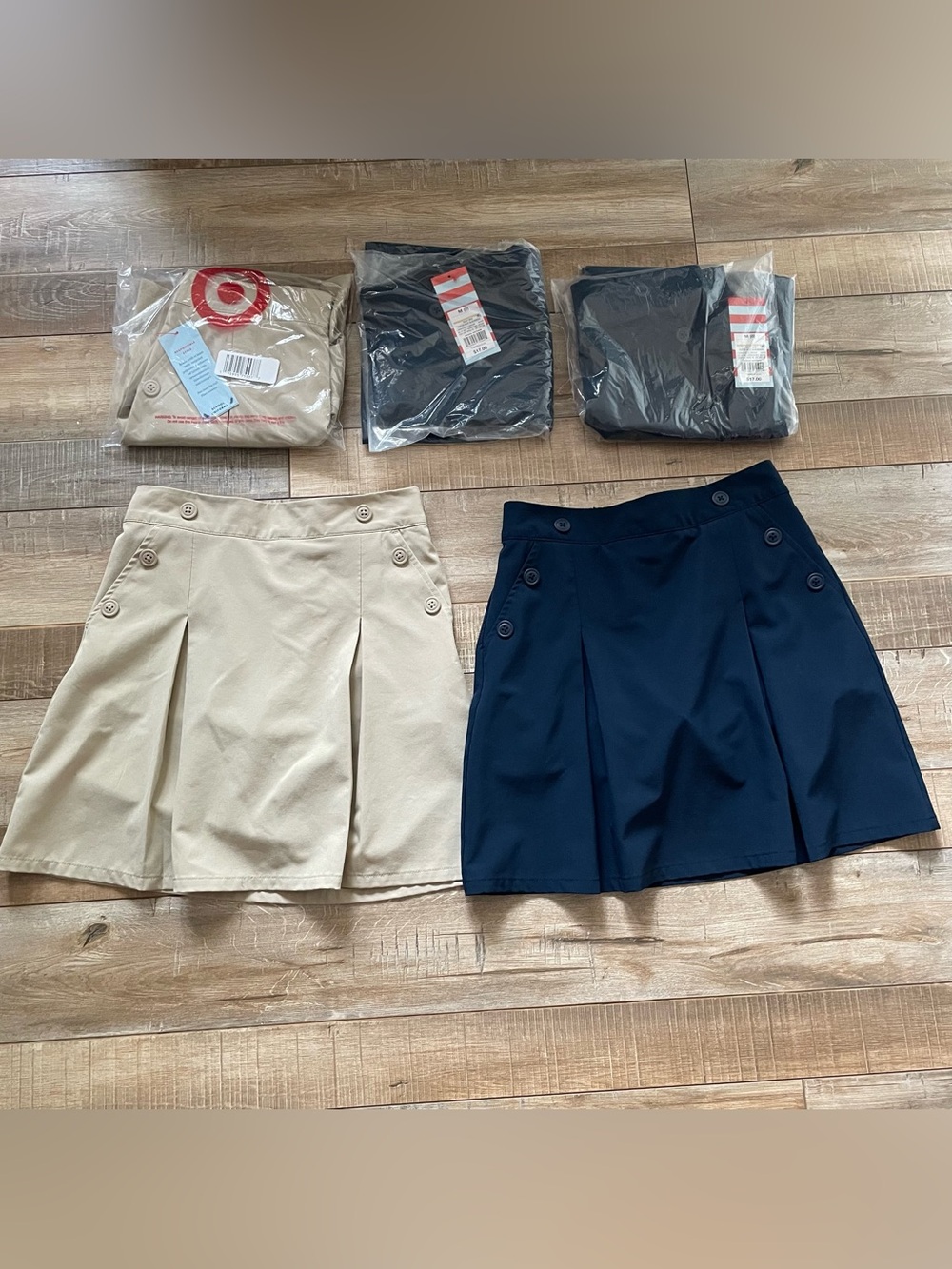 NWT Cat & Jack Girls 8 Uniform Skorts Lot 5 Performance Navy Khaki Preppy